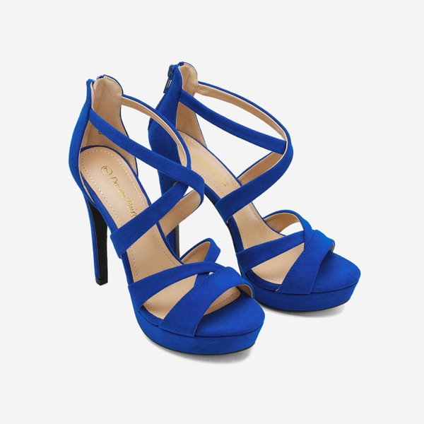 Stiletto Platform Pump Sandals - ROYAL BLUE SUEDE - 2